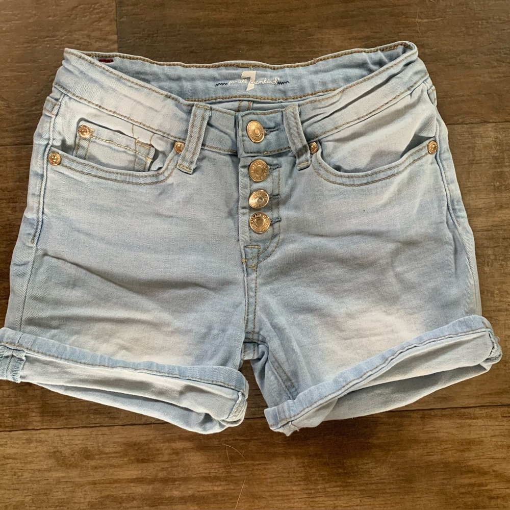 7 For All mankind high rise light wash roll cuff shorts